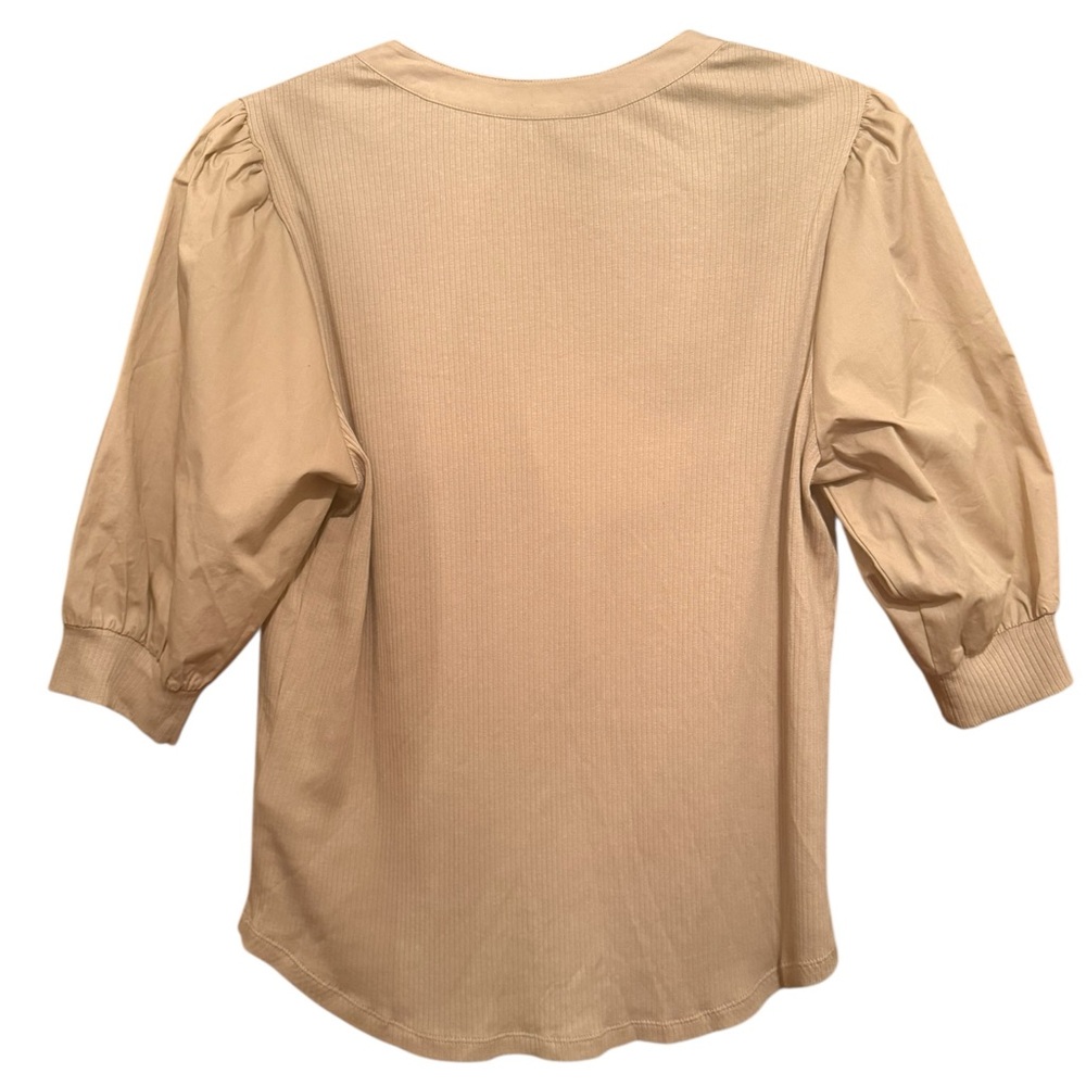 Ralph Lauren Puff-Sleeve Cotton-Blend Henley Tee - Picture 3 of 7